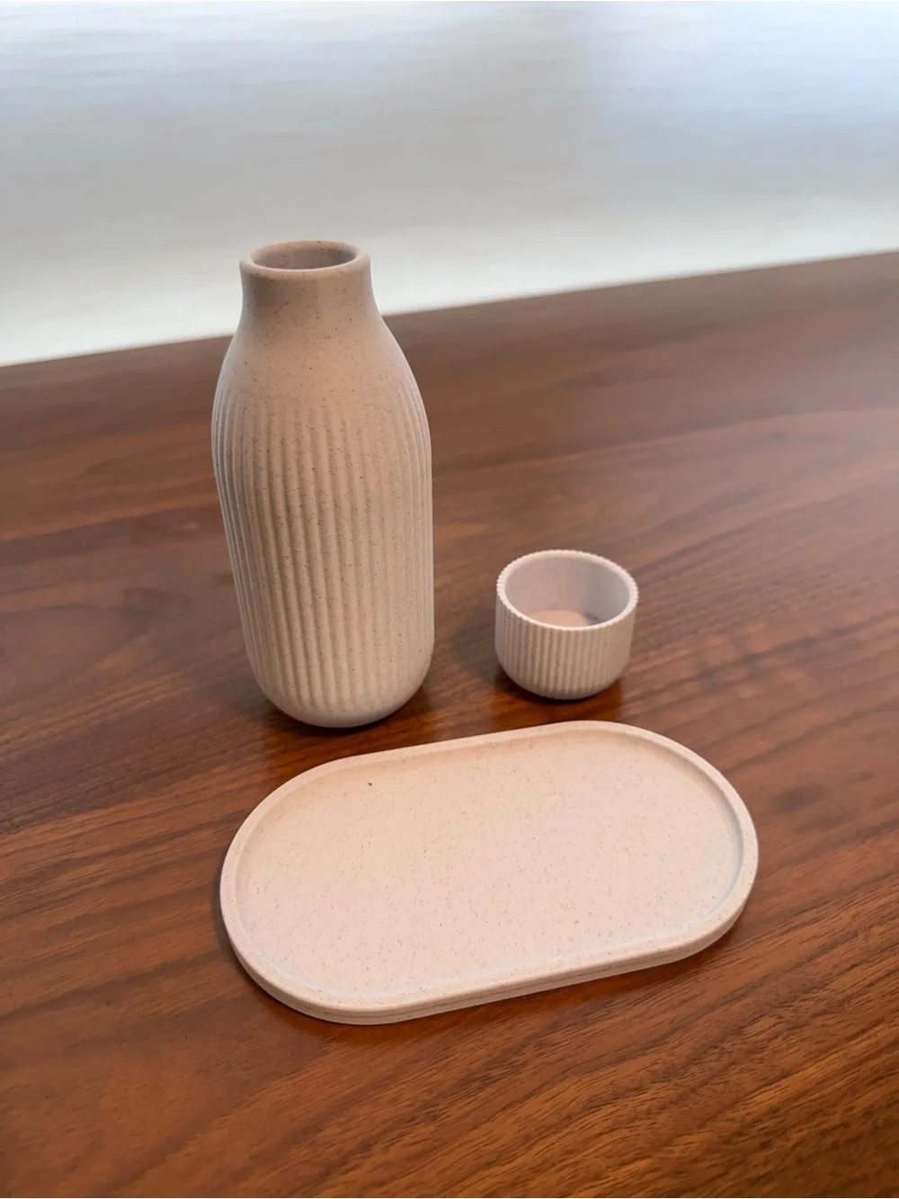Fluted Vase Candle Holder and Tray set